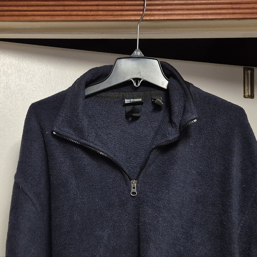 Men's Outdoor Urban Terrain Fleece Pullover Navy Blue Half-Zip Sweater